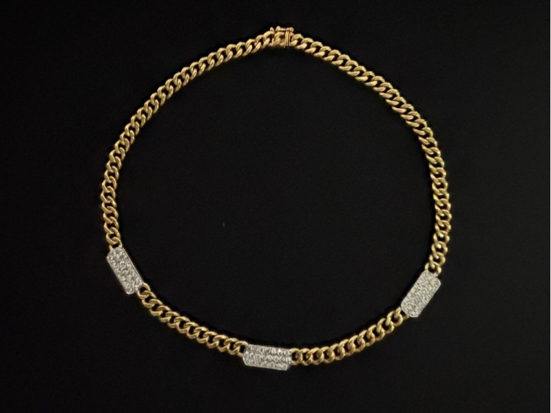 Gargantilha em ouro 18K e diamentes, estilo Elo Cubano, com - leilão extrajudicial - Não informado BR - lance mínimo R$ 15.600